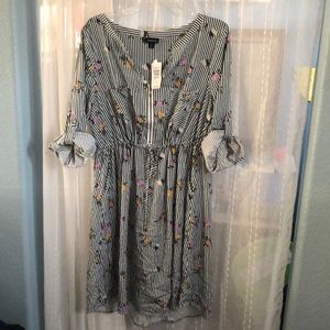 Torrid Stripe Floral Zip Challis Shirt Dress